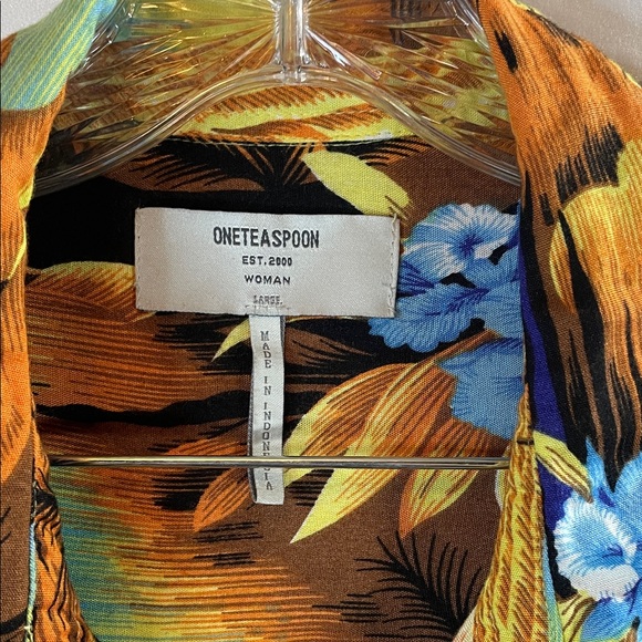 One Teaspoon Tropical Sunset Button Down Shirt - Yellow and Blue - Picture 2 of 8